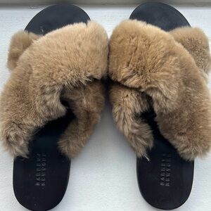 Barneys New York faux fur slides. Size 11, but fits like size 10